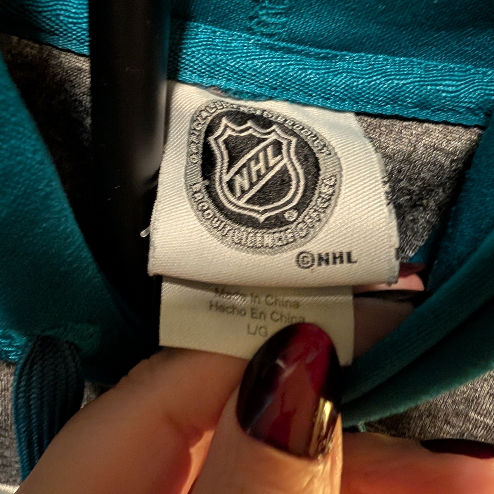 NHL San Jose Sharks Teal and Gray Hoodie Large - Picture 12 of 13